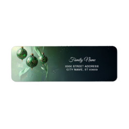 Green Christmas Ball Return Address Label