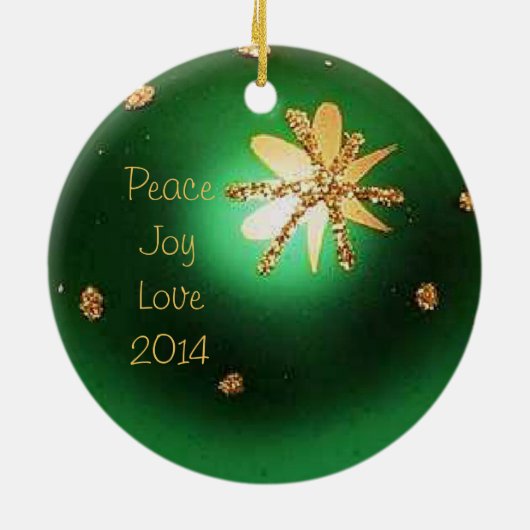 Green Christmas Ball Star Foto Ornament (Hinten)