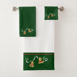 Green Christmas Bells Badhandtuch Set