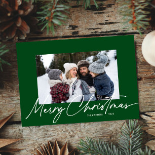 Green Christmas Calligraphy Script Simple Foto Feiertagskarte