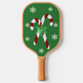 Green Christmas Candy Cane & Snowflake Pickleball Schläger (Vorderseite)
