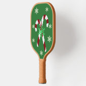 Green Christmas Candy Cane & Snowflake Pickleball Schläger (Links)