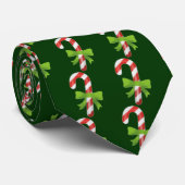 Green Christmas Candy Cane Stripe Krawatte (Gerollt)