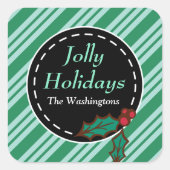 Green Christmas Candy-Geschenkartikel auf den Aufk Quadratischer Aufkleber (Vorderseite)