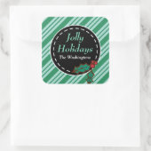 Green Christmas Candy-Geschenkartikel auf den Aufk Quadratischer Aufkleber (Tasche)