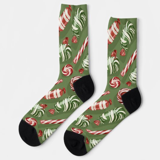 Green Christmas Candy Socken (Linkes Detail)