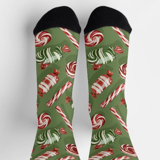 Green Christmas Candy Socken (Oben)
