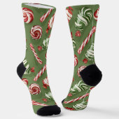 Green Christmas Candy Socken (Gewinkelt)