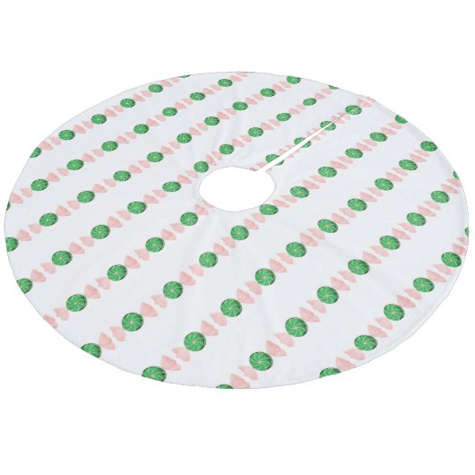 Green Christmas Candy Tree Skirt Fleece Weihnachtsbaumdecke (Schrägansicht)