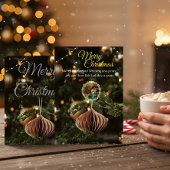 Green Christmas Card with Family Photo Einladung