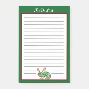 Green Christmas Chameleon Lizard auf der Liste Post-it Klebezettel