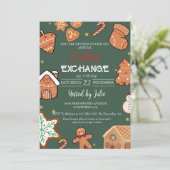 Green Christmas Cookie Exchange Weihnachts-Party Einladung (Stehend Vorderseite)