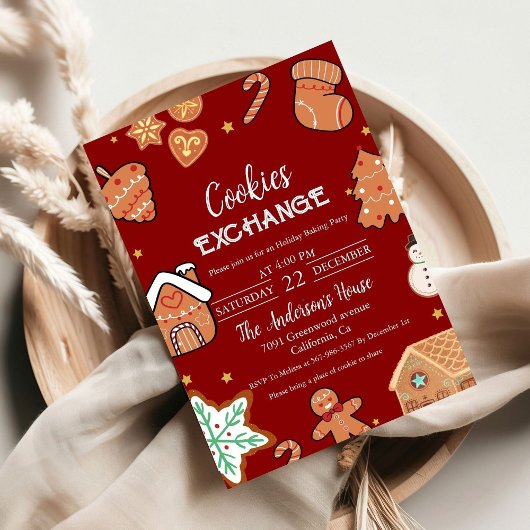 Green Christmas Cookie Exchange Weihnachts-Party Einladung