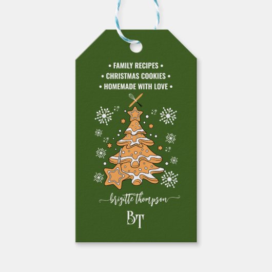 Green Christmas Cookies Snowflakes Promo QR Code Geschenkanhänger (Vorderseite)