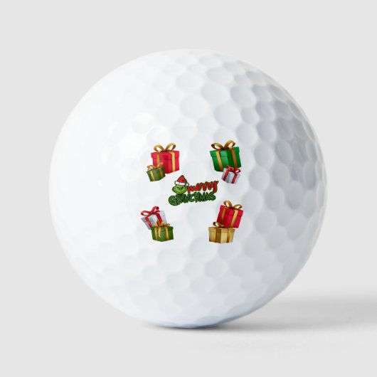 Green Christmas Creature with Gift Boxes Golfball (Vorderseite)