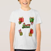 Green Christmas Creature with Gift Boxes Tri-Blend Shirt (Vorderseite)