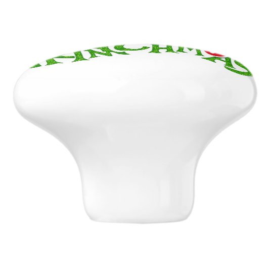 Green Christmas Creature with Winter Elements Keramikknauf (Seitenansicht)