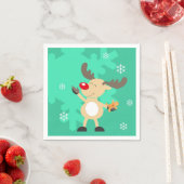 Green Christmas Deer Custom Monogram Paper Napkin Serviette (Beispiel)