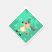 Green Christmas Deer Custom Monogram Paper Napkin Serviette (Ecke)