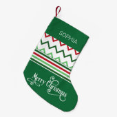 Green Christmas Design Personalisiert Name Klein Kleiner Weihnachtsstrumpf (Vorderansicht (hängend))