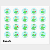 Green Christmas Dinosaurier Name Stickers (Blatt)