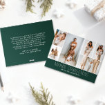 GREEN Christmas Elegante 6 Collage Foto Feiertagskarte<br><div class="desc">Mit dieser Weihnachtskarte mit einem einfachen, minimalen und sauberen Design, die das ganze Jahr über die Highlights Ihrer Familie bietet, teilen Sie sich die Weihnachtskarte. Die Vorderseite besteht aus einer modernen 6-Foto-Collage, gepaart mit dem festlichen Gruß "Frohe Weihnachten" in einem eleganten Serif-Schriftart über eine klassische festliche grüne Farbe, mit Raum,...</div>