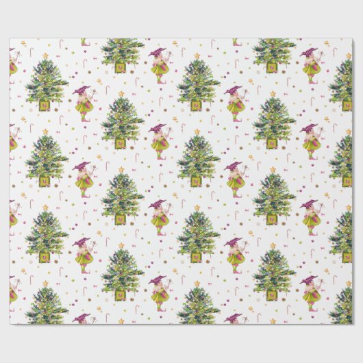 Green Christmas Elf gift wrap by Tonkinson Geschenkpapier (Flach)