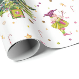 Green Christmas Elf gift wrap by Tonkinson Geschenkpapier