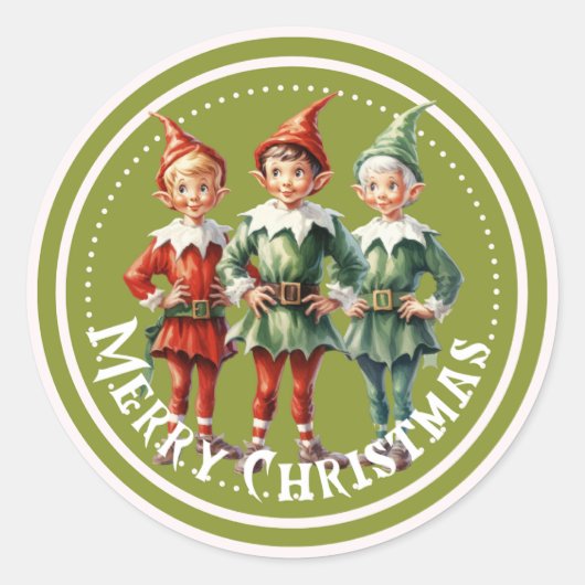Green Christmas Elves Sticker (Vorderseite)
