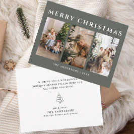Green Christmas Family Foto Feiertagskarte