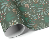 Green Christmas Foliage Muster Geschenkpapier (Rolleneckpunkt)