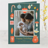 Green Christmas Foto Card | Moderner Urlaub Karte (Gelbe Blume)