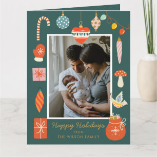 Green Christmas Foto Card   Moderner Urlaub Karte