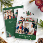 Green Christmas Foto Collage Weihnachtskarte Feiertagskarte<br><div class="desc">Diese niedliche und einzigartige Feiertagskarte Merry Christmas Foto bietet handgemalte Wasserfarbe Muskatnussknacksoldaten rund um einen schönen Baum mit Text und ein Foto zum Personalisieren. Auf der Rückseite finden Sie zusätzlich Text zum Hinzufügen einer speziellen Nachricht und 2 Fotos. (Entfernen Sie den QR-Code einfach von der Rückseite, indem Sie einfach das...</div>