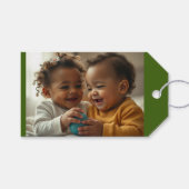 Green Christmas Foto Hinzufügen eines benutzerdefi Geschenkanhänger (Vorderseite (Horizontal))