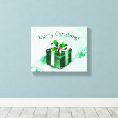 Green Christmas Geschenk Canvas drucken Leinwanddruck (Insitu (Holzboden))