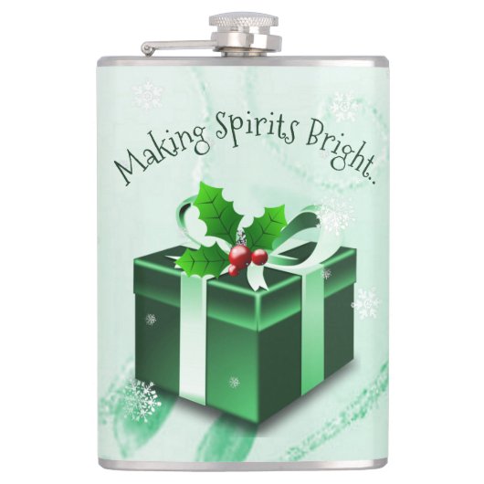 Green Christmas Geschenk Flask Flachmann (Vorderseite)