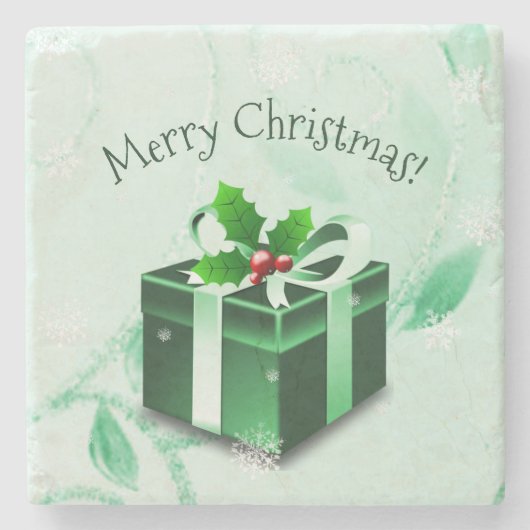 Green Christmas Geschenk Stone Untersetzer (Vorderseite)