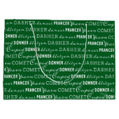 Green Christmas Gift Bag | Santa's Reindeer Große Geschenktüte (Rückseite)