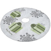 Green Christmas Gift Tree Skirt Fleece Weihnachtsbaumdecke (Schrägansicht)