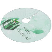 Green Christmas Gift Tree Skirt Fleece Weihnachtsbaumdecke (Schrägansicht)