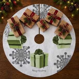 Green Christmas Gift Tree Skirt Fleece Weihnachtsbaumdecke