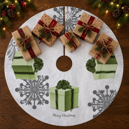 Green Christmas Gift Tree Skirt Fleece Weihnachtsbaumdecke