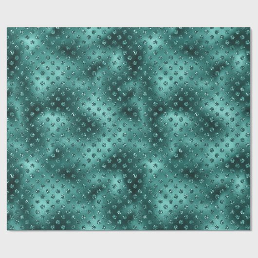Green Christmas Glitzer Dots Geschenkpapier (Flach)