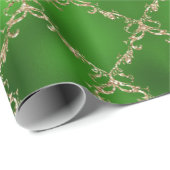 Green Christmas Gold Glitzer Damask Geschenk Geschenkpapier (Rolleneckpunkt)