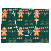 Green Christmas  happy day and Christmas stocking Große Geschenktüte (Rückseite)