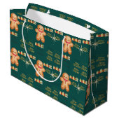Green Christmas  happy day and Christmas stocking Große Geschenktüte (Rückseite Schrägansicht)