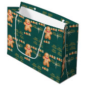 Green Christmas  happy day and Christmas stocking Große Geschenktüte (Vorderseite Schrägansicht)