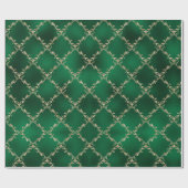 Green Christmas Holiday Gold Damask Geschenk Geschenkpapier (Flach)