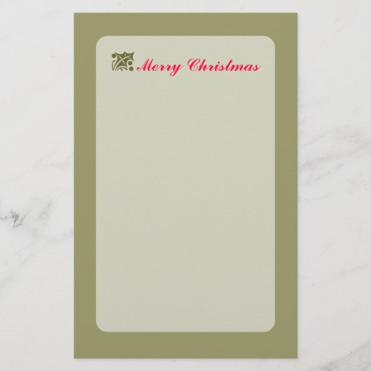 Green Christmas Holly Leaf Briefpapier (Vorderseite)